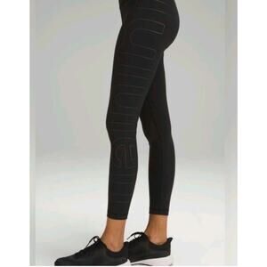 Lululemon Women's Wunder Train High-Rise 25" Graphic Black Iridescent Tight Sz 4